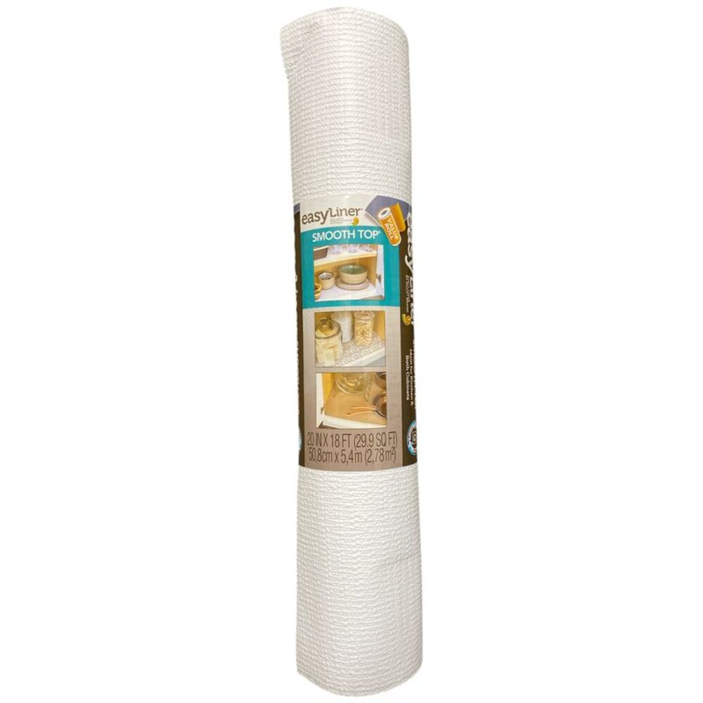 Duck Smooth Top EasyLiner Brand Shelf Liner, 20" x 18' - White